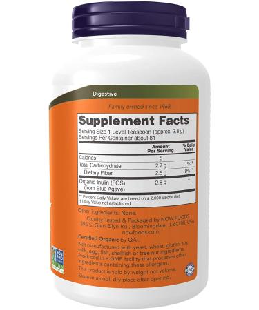 Now Foods Organic Inulin Prebiotic Powder 8 oz | Digestive Health & Fiber - Buy Online on GoSupps.com