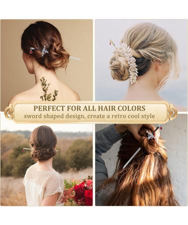 WEBEEDY 4 Pieces Retro Sword Hair Sticks Metal Sword Hair Chopstick for Buns Chinese Style Hair Pin Sword Hair Sticks with Tassel for Long Hair Hair Accessories Style 02 - Buy Online on GoSupps.com