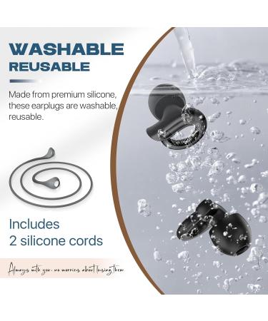 Hearprotek Silicone Ear Plugs for Sleep - 2 Pairs, 29dB Noise Cancelling, Snoring Reduction, Tinnitus Relief - Black - Buy Online on GoSupps.com