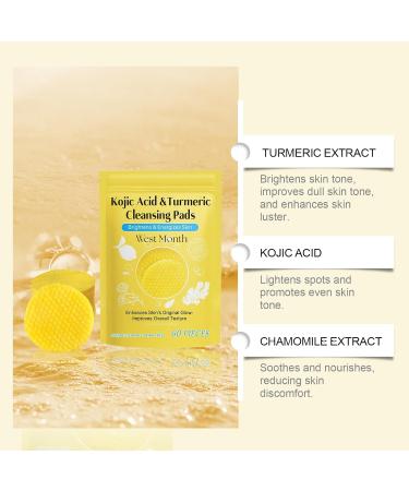 Kojic Acid and Turmeric Pads Turmeric Kojic Acid Pads Infused Foaming Exfoliating Pads Turmeric Cleansing Pads for Dark Spots Facial Sponges for Cleansing 60 Pads - Buy Online on GoSupps.com