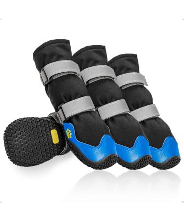 Ohcozzy dog shoes with reflective straps high dog boots waterproof anti-slip wear-resistant rubber sole dog shoes paw protection for small medium and large dogs (size XL blue) XL blue