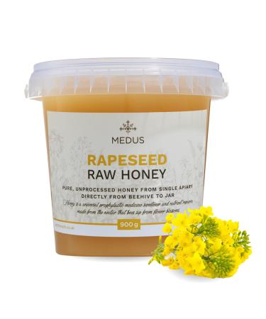 Earthbreath Rapeseed Raw Honey - Oilseed Canola - 900g - Pure Unprocessed Unpasteurised - From Single Apiary - Natural Healthy Sweetener for Cooking Coffe Tea Juice Drinks Food