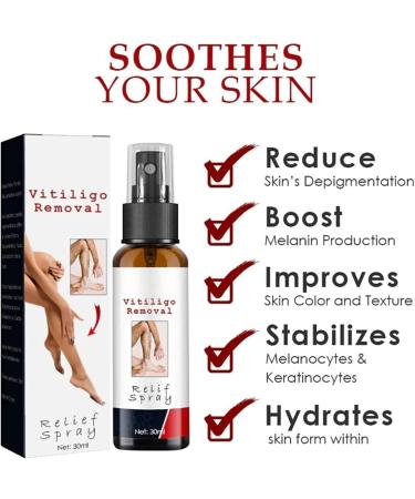 DUBUSH VitiligoRemoval Relief Spray Vitiligo Skin Repair Spray Psoriasis Relief Spray Psoriasis Treatment Spray Soothing and moisturizing Reduces white spots on the skin - Buy Online on GoSupps.com