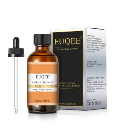 EUQEE Sweet Orange Fragrance Oil 60ml Premium Grade Aromatherapy Fragrance Oils Fragrance Essential Oils for Diffusers for Home DIY Candle Making Sweet Orange 60.00 ml (Pack of 1)