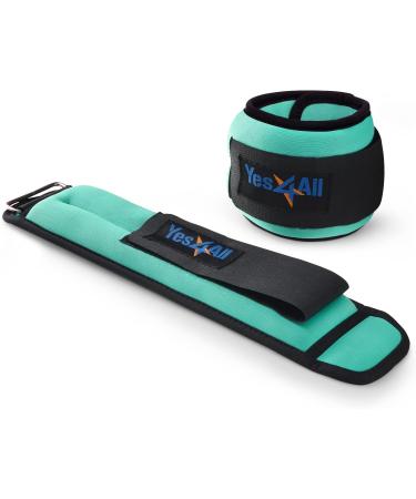 YES4ALL Velcro neoprene weight cuff couple for women men with different sizes (0.9 kg - 4.5 kg) - unisex leg weights for walking backing calisthenics 2.2 kg couple 2 * 1.1 kg