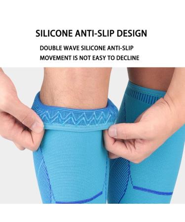 Calf Compression Sleeve for Men & Women | Shin Splint Brace for Pain Relief & Varicose Vein Treatment - Large Black - Buy Online on GoSupps.com