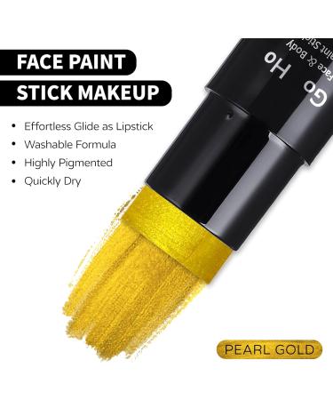 Go Ho Metallic Gold Face Paint Stick - 1.06 Oz, Washable & Non-toxic Cream Body Paint for Adults/Children, Theater, Halloween, SFX, Cosplay - Pearl Gold Finish - Buy Online on GoSupps.com
