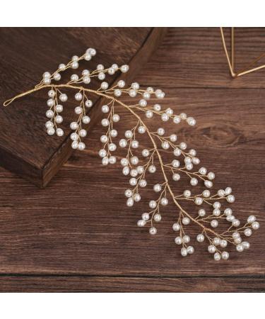 LALAFINA Womens Hair Accessories Gold Leaf Hair Clip Bridal Pearl Hair Vintage Leaves Wedding Barrettes Headpiece for Women Girls Womens Headbands - Buy Online on GoSupps.com
