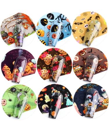 10 Sheets Halloween Nail Foil Transfers Stickers Pumpkin Spider Skull Ghost Witch Nail Decals Festival Party Supplies Decoration Manicure Tips Wraps Nail Art Tools - Buy Online on GoSupps.com
