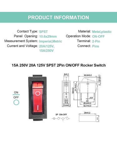 5Pcs Red Illuminated LED On/Off Toggle Switch Snap by QTEATAK - 3 Pin Mini Boat Rocker Switch for Car Boat - Buy Online on GoSupps.com