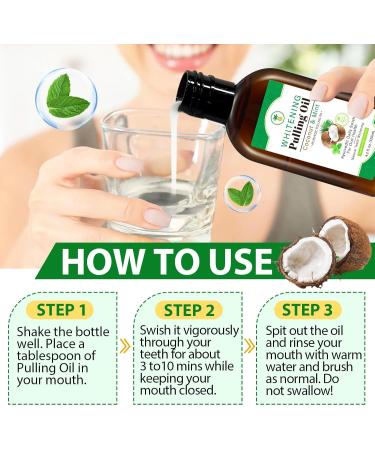 2 Pack Oil Pulling 4.2 Fl.Oz Coconut Mint Oil Pulling Mouthwash for Fresh Breath with Tongue Scraper and Measuring Cup - Buy Online on GoSupps.com