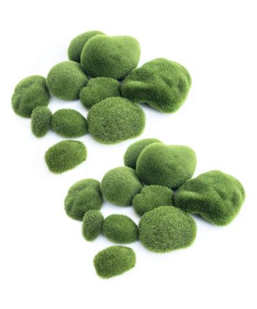 20 Pieces Assorted Sized Artificial Moss Rocks Decorative Faux Stones for Floral Arrangements Fairy Gardens Terrariums and Crafting
