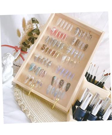 Amosfun Show Rack 1pc Box Nail Display Board Natural Wood Dust-proof Transparent Lid Fake Nails - Buy Online on GoSupps.com