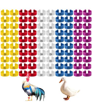 100Pcs Chicken Leg Rings Poultry Leg Rings Numbers Tags Legs Bands Poultry Legs Tags for Farm Chicken Duck Pigeon Quail Pheasant Turkey Identification Tags Rings (20mm 5 Colors)