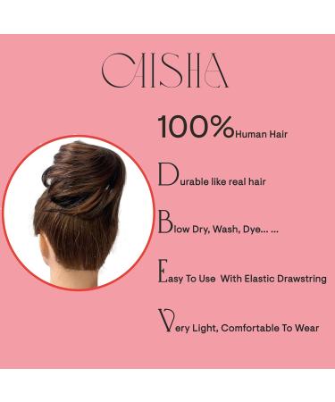 CAISHA 100% HUMAN HAIR Bun Updos Hair Piece Hepburn Scrunchie Dark Brown Mix H311l dark brown mix #1BH33 H311l - Buy Online on GoSupps.com