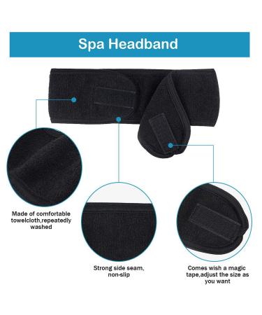 2 Pack Black Spa Hair Bands for Makeup & Yoga - Terry Cloth Hair Protection | Stylish & Functional - Buy Online on GoSupps.com