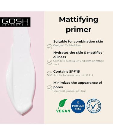 GOSH Primer for Oily & Combination Skin | SPF 15 Vegan Matting & Moisturizing | Allergy-Certified & Perfume-Free Makeup - Buy Online on GoSupps.com