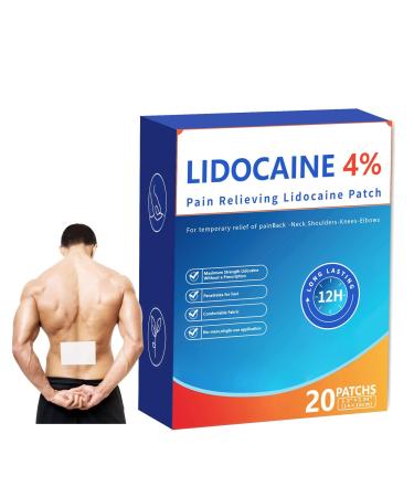 AROSLU 4% Lidocaine Maximum Strength Pain Relief Gel Patches Friendly to Health Topical for Muscle Joint Back Shoulders Knees Sports Injuries 20 Count