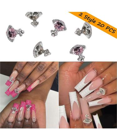 20PCS White Pink Planet Nail Charms with Rhinestones - 3D Shiny Nail Supplies for Women | DIY Nail Decoration Accessories - Buy Online on GoSupps.com