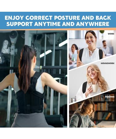 Back Brace Posture Corrector for Women & Men - Adjustable Full Support for Back Pain Relief - Scoliosis & Hunchback Correction - Size M Black - Buy Online on GoSupps.com