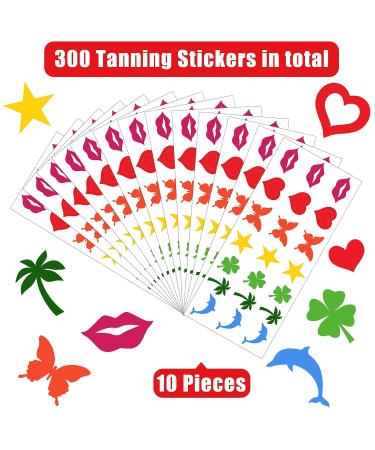 Cute Style Tanning Sunbathing Stickers - 210 Perforated Self Adhesive Body Stickers for Tanning Bed - Heart Lips, Butterfly, Dolphin Designs - Buy Online on GoSupps.com