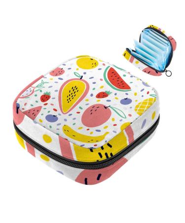 Women's binding bags watermelon-berry-fruit pattern ladies tampon storage bag tampon storage bag zip pockets menstrual tied bags multi10