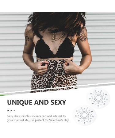 Glitter Rhinestone Nipple Covers Stickers - Reusable Sequins Pasties for Women - White - Buy Online on GoSupps.com