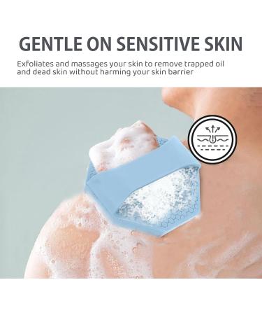 Antimicrobial Silicone Body Scrubber for Sensitive Skin - Eco Friendly Exfoliating Shower Brush (Blue) - Buy Online on GoSupps.com