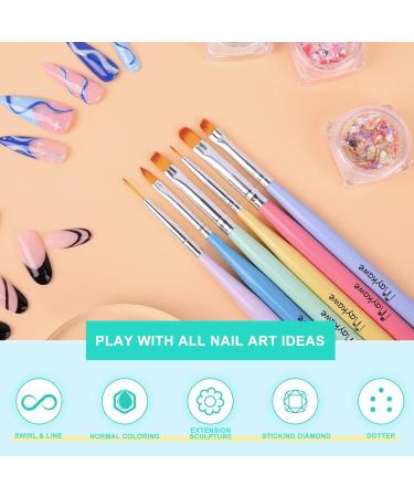 Maykawe 7-Piece Professional Gel Nail Brush Set | Double-End Brushes & Crystal Holder | Nail Art Accessories for Perfect Polish & Detail Design - Buy Online on GoSupps.com