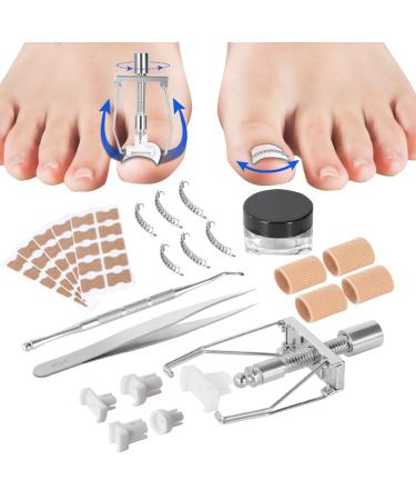 Ingrown Toenail Treatment Kit, Ingrown Toenail Tool Kit - Ingrown Toenail Corrector And 12 Podiatry Toenail Braces, 50pcs Toenail Corrector Patch, 10 Ingrown Toenail Corrector Strips white