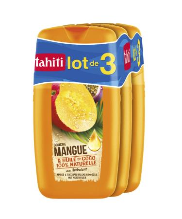 TAHITI - Gel Douche Tahiti Mangue & Huile de Coco - Formule Base d'Ingr dients d'Origine Naturelle - Lot de 3 x 250 ml