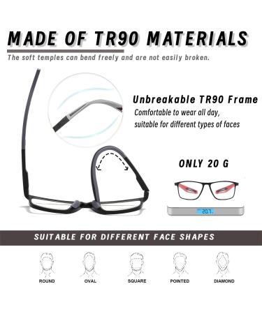 Hubeye 3 Pairs TR90 Sports Glasses - Ultralight Anti-Blue Light Computer Glasses for Men & Women - Black/Blue/Transparent - 0.0 Diopters - International Shipping Available - Buy Online on GoSupps.com