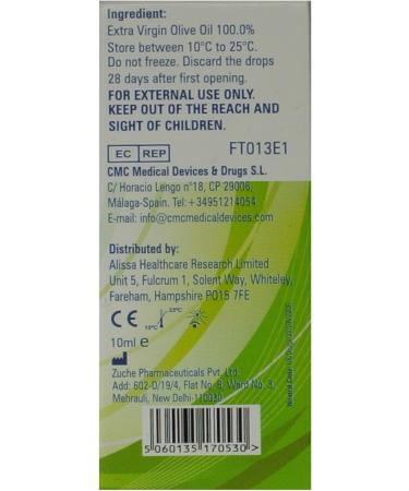 Alissa Olive Oil Ear Wax Drops - 10 x 10ml Bottles - Natural Solution for Stubborn Earwax Build-Up - Buy Online on GoSupps.com