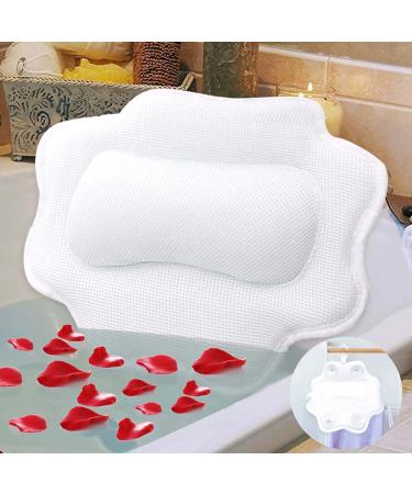 Bathtub Pillow for Soaking Tub,5D Air Mesh Bathroom Pillow,Non-Slip 4 Powerful Suction Cups,Bath Pillow for Head,Neck and Shoulder Support