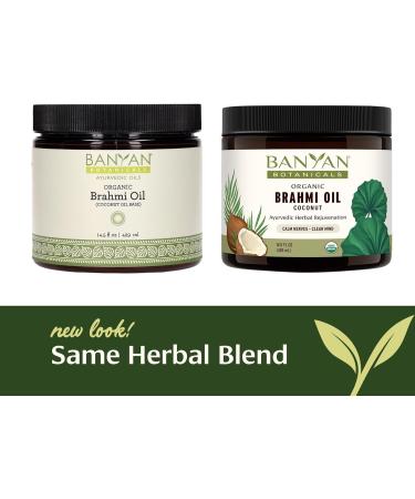 Banyan Botanicals Brahmi Oil - Organic Ayurvedic Coconut Massage Oil with Gotu Kola & Bacopa | Calming & Relaxing Non-GMO Abhyanga Oil - 14.5 oz - Buy Online on GoSupps.com