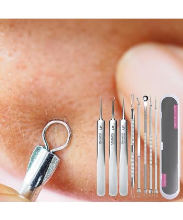 Pimple Popper Tools 8 Curved Blackheadd Remover Tweezers Stainless Steel Pimple Tweezers Kit Blackheadd Removal Kit with Box Blackheadd Remover Tool Kit for Women - Buy Online on GoSupps.com