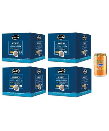 Rummo Motta Ese Coffee Pods, 44mm, 100 Coffee Pods, Napoli Blend, Compostable Coffee Pods + 1 Can of 330ml Peach Iced Tea