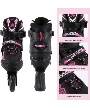 Rollingsurfer Adjustable Inline Skates - Full Light Up Wheels - Beginner Roller Blades for Kids & Adults - Pink - Large Size (5-9) - Buy Online on GoSupps.com