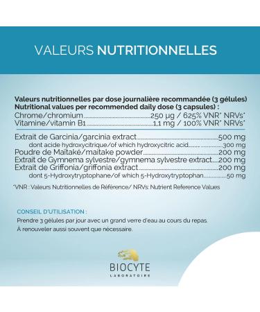 BIOCYTE The Sensor - Slimming Weight Control Reduces Appetite and Caloric Intake - Garnicia Maike Gymnema Sylvestre Chromium - 45 Capsules - Vegan - 15 Day Program - Buy Online on GoSupps.com