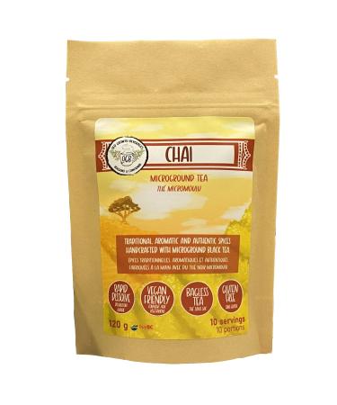 Old Growth Beverages Micro-Ground Chai Black Tea Aromatic and Authentic Rapid Dissolve Instant Tea Powder 120g (10 servings)