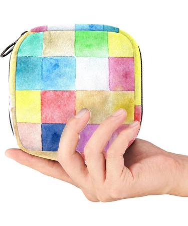 Menstrual Pad Bag with Zipper - Stylish Tampon Pouch for Women & Girls | Watercolor Squares Collection - Buy Online on GoSupps.com