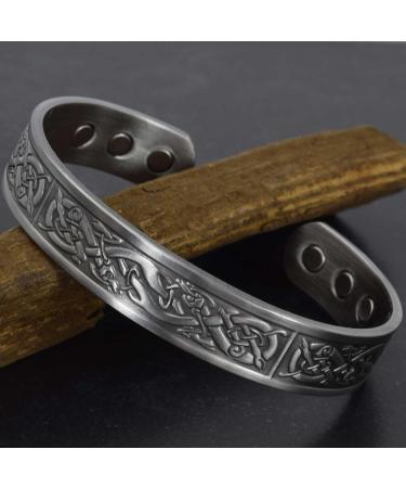Holistic Magnets Viking Copper Bracelet XL - Antique Silver Magnet Bracelet for Men | Arthritis Relief & Unique Gift | VP (XL: 22-24cm) - Buy Online on GoSupps.com