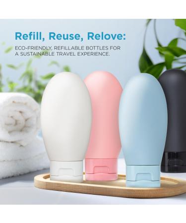 HOLD ME TIGHT 60ml Premium Travel Bottles for Toiletries Leak proof and TSA Approved Pack of 4 Refillable Squeezable Containers - Buy Online on GoSupps.com