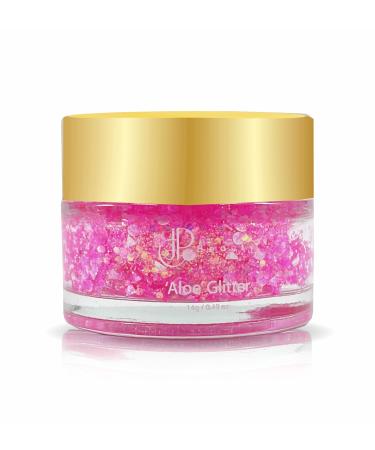 CJP Beauty Holographic Glitter Gel for Body  Hair  Face  and Eye - 92% Aloe Vera Based Self-Adhesive and Quick-Dry Body Glitter - 14g / 0.49 oz (Barby Mood)