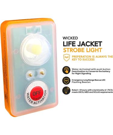 WICKED Life Jacket Strobe Light for Man Overboard Survival Vest Water Activated  High Intensity Beam Locator  Emergency Long Range Rescue LED Flashing Beacon 4 - Buy Online on GoSupps.com