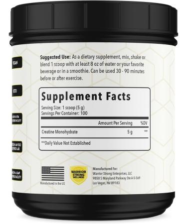 Creatine Monohydrate Powder 1 lb - ISO Certified Vegan Micronized 100 Servings | Boost Muscle Energy & Cognitive Function - Buy Online on GoSupps.com