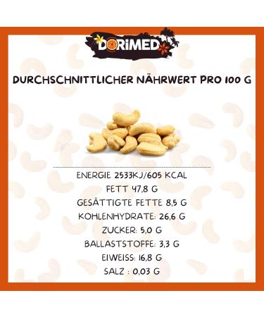 Buy 1 kg Roasted Unsalted Cashew Nuts - 100% Natural Vegan & Vegetarian-Friendly | Dorimed - Buy Online on GoSupps.com