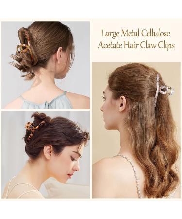 Large Hair Claw Clips for Women - 3PCS 4.7 Cellulose Acetate Metal Clips - Non Slip Strong Hold Hair Jaw Clips - Multi-color Hair Accessories - Buy Online on GoSupps.com