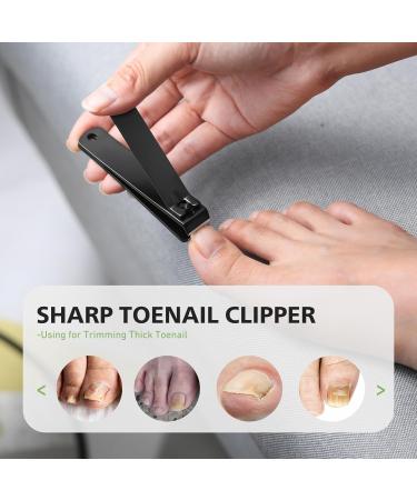 Heavy Duty Straight Blade Nail Clippers for Thick Toenails Professional Stainless Steel Fingernail Toenail Clippers Trimmers - Thick Wide Jaw Toe nail Clippings for Seniors Men & Women (Black) - Buy Online on GoSupps.com