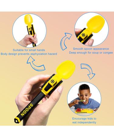 Construction Themed Children Cutlery Set Excavator Fork & Spoon for Toddlers (1-5 Years) Portable Yellow Baby Cutlery - Buy Online on GoSupps.com